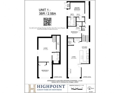 the floor plans for unit 1 and unit 2 of the high point apartments